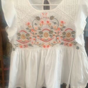 Lucky brand summer embroidered top 100% cotton